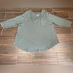 Lane Bryant 3/4 Sleeves Tee Top Size 22/24 Green New